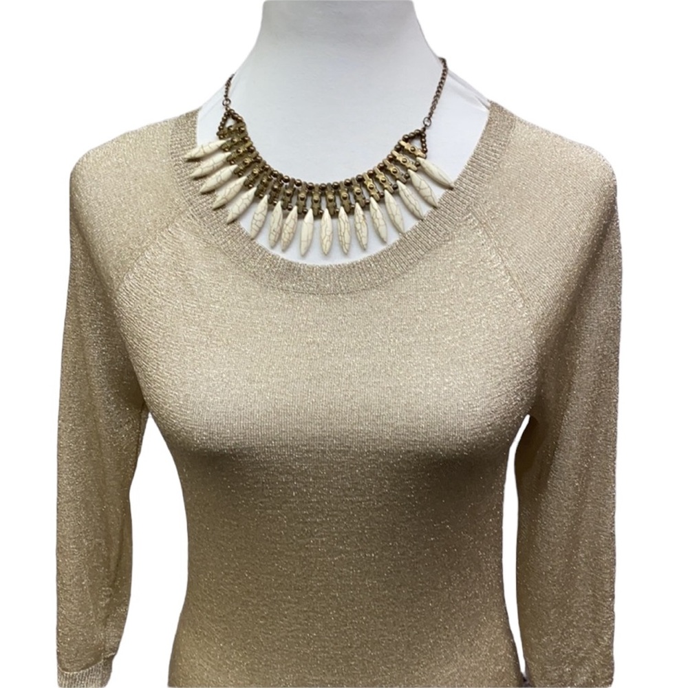 Halogen Tan Gold Sparkling Blouse - Picture 2 of 7